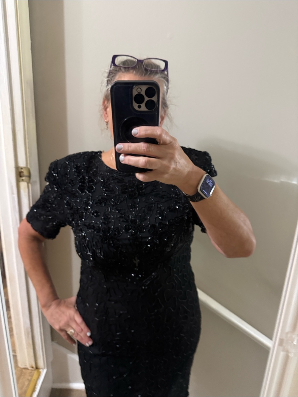 Silky Nites New York 2X 100% Silk Beaded Black Dress NWT Vintage Cocktail